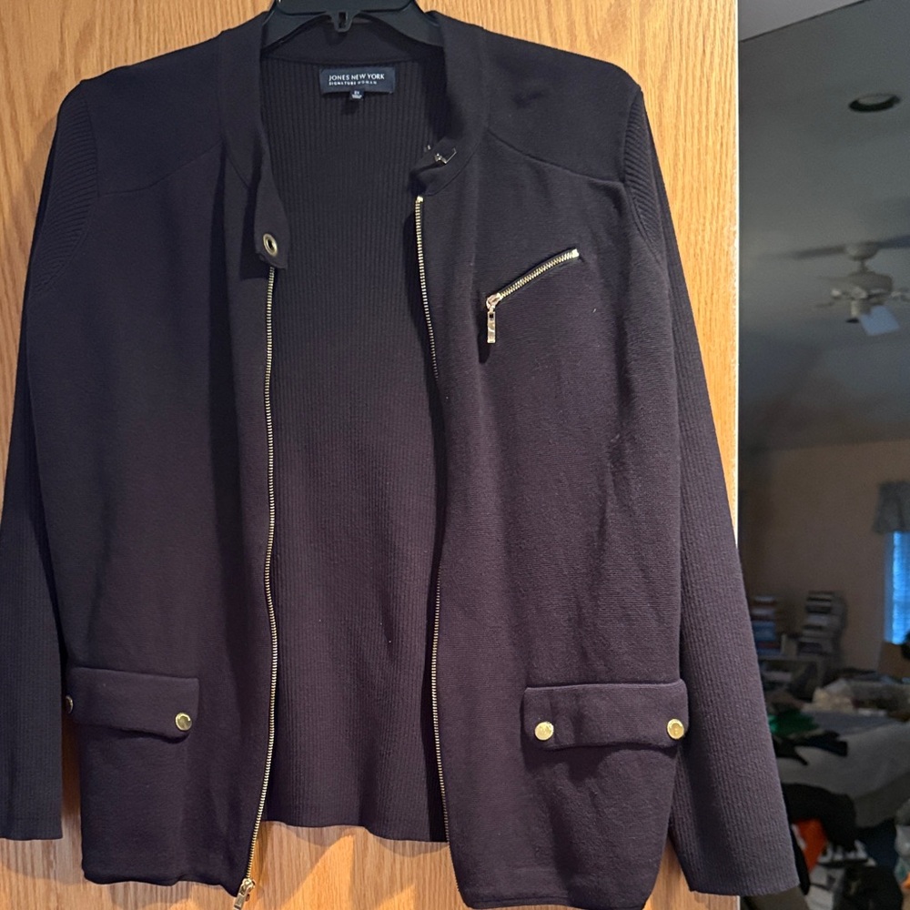 Jones New York Black Jacket with Gold Details